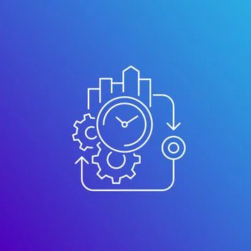 Production cycle, efficiency vector line icon Illustrazione stock