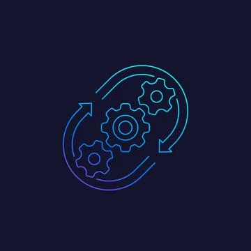 Production cycle, process vector linear icon Stock Illustration