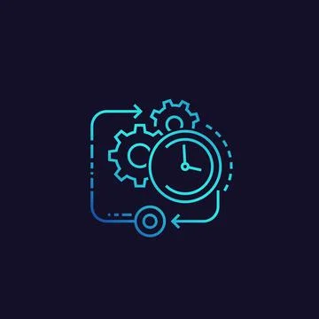 Production cycle vector linear icon Stock Illustration