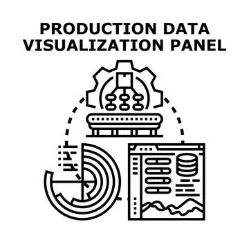 Production data visualization panel analyzing business analytics Stock Illustration