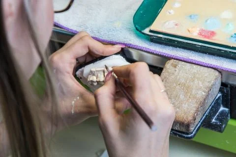 Production dentures Foto stock