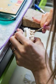 Production dentures Foto stock