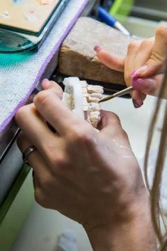 Production dentures Foto stock