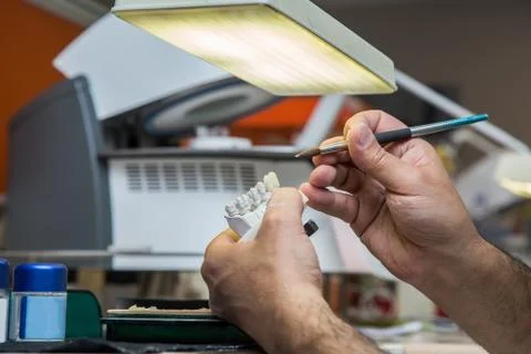 Production dentures Stock Photos