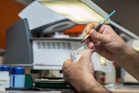 Production dentures Stock Photos