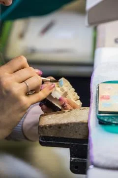 Production dentures Stock Photos