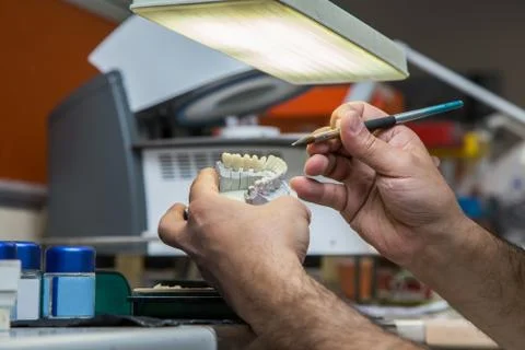 Production dentures Stock Photos