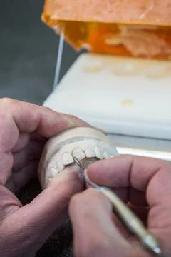 Production dentures Stock Photos