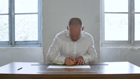 Production designer sketching Drawing Development Design idea Creative Concept. Stock Footage 143167350