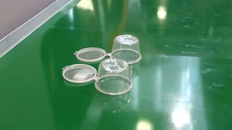 Production of disposable plastic tableware. Stock Footage 131948514