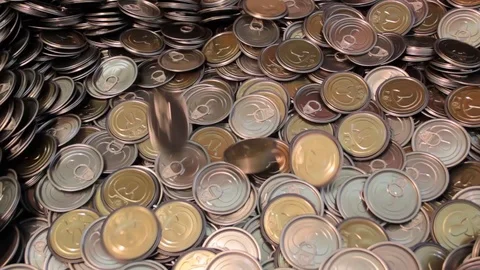 Production of easy open. detail of the falling caps Stock Footage 126091568
