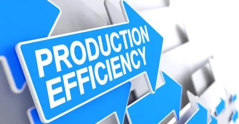 Production Efficiency - Label on Blue Arrow. 3D. Stock Illustration