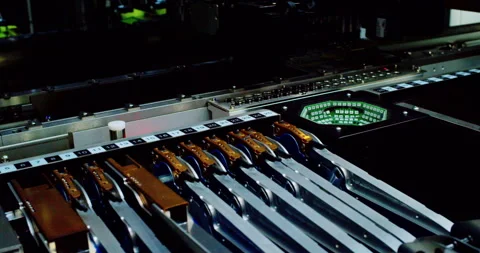 Production of electronic boards and SMD component installation. Video stock 332895248