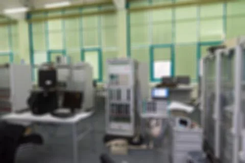 Production of electronic components  at high-tech factory blur b Stock Photos