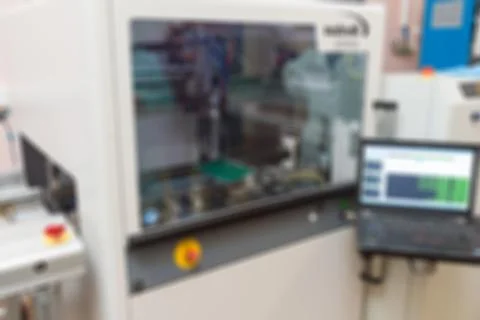 Production of electronic components  at high-tech factory blur b Stock Photos