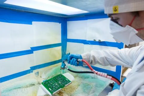 Production of electronic components  at high-tech factory Stock Photos