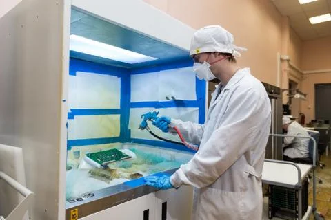 Production of electronic components  at high-tech factory Stock Photos