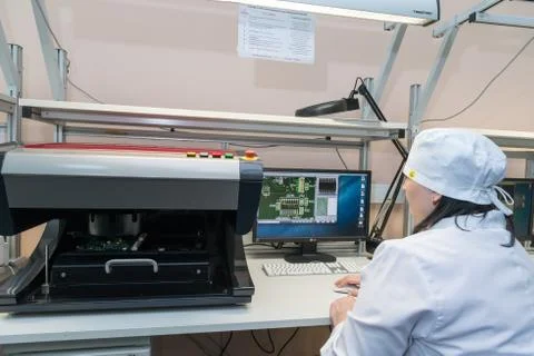 Production of electronic components  at high-tech factory Stock Photos