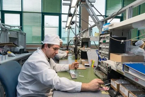 Production of electronic components  at high-tech factory Stock Photos