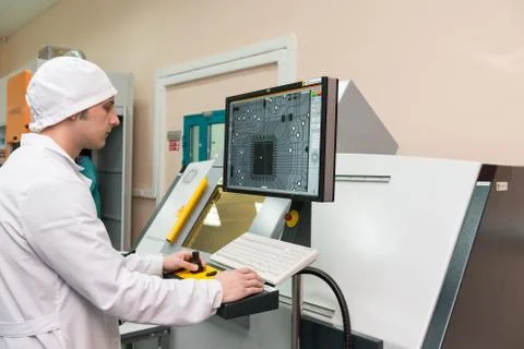 Production of electronic components  at high-tech factory Stock Photos