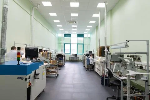 Production of electronic components  at high-tech factory Stock Photos