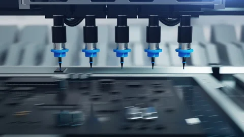 Production of electronics Microchips and Chips . The camera tracks the moveme Stock-Footage 226443712