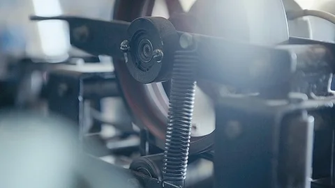 Production, factory machine tools, wide shot Stock Footage 86360086