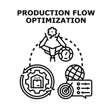 Production flow optimization process enhancing system efficiency Stock Illustration