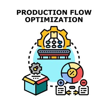 Production flow optimization process improving efficiency and management Stock Illustration
