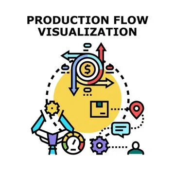 Production flow visualization optimizing business manufacturing process Stock Illustration
