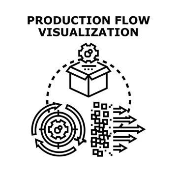 Production flow visualization with process and delivery stages 스톡 일러스트