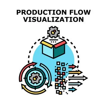 Production flow visualization with process and delivery stages Stock Illustration