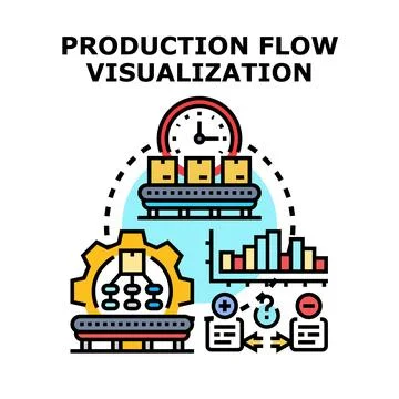 Production flow visualizing manufacturing process optimization control Stock Illustration