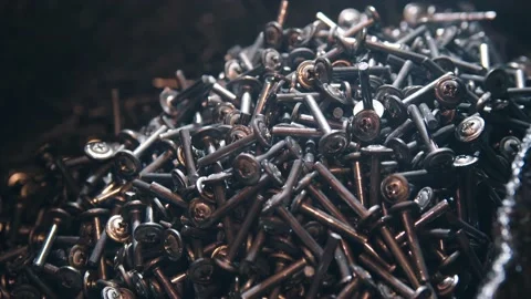 Production of galvanized self-tapping screws at the factory Stock-Footage 171111476