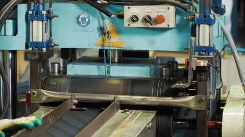 The production of the geogrid in the machine in the plant. Stock Footage 84240859