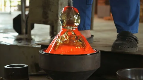 Production of glass in the workshop Stock Footage 64703708