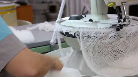 Production of goat down shawl, shawl, Orenburg shawl Stock-Footage 69859799