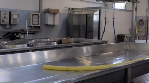 Production hall of Parma ham, prosciutto di parma manufacture Video stock 89989846