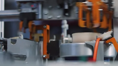 Production, hose packaging. Automatic factory line Stockbeeldmateriaal 274491238