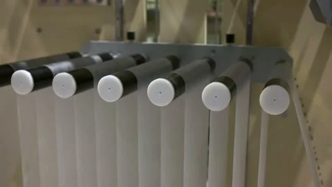 Production of the inner layer of diapers from non-woven fabric at the enterprise Stock Footage 163742329