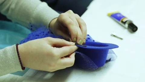 Production of ladie hat Vídeo Stock 73657545