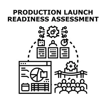 Production launch readiness assessment process concept Stock Illustration
