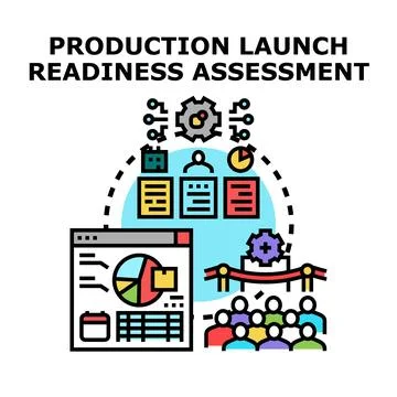 Production launch readiness assessment process concept Stock Illustration