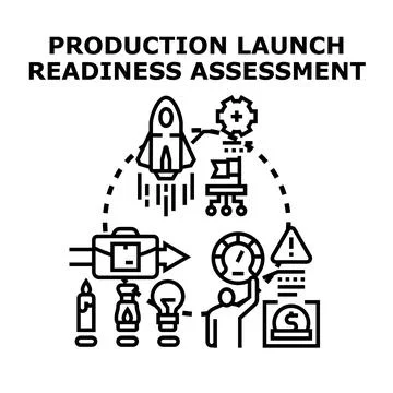 Production launch readiness assessment vector illustration process Stock Illustration