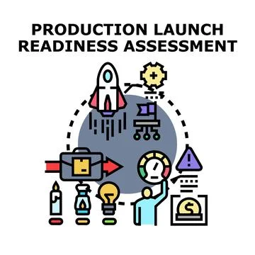 Production launch readiness assessment vector illustration process Stock Illustration