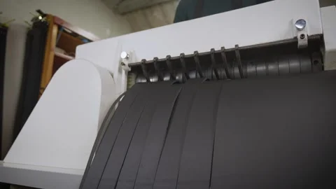 Production of leather belts on a machine Stock Footage 266139948