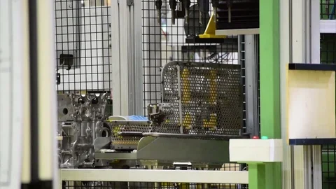 Production line for assembly a car engine Stock Footage 73217537