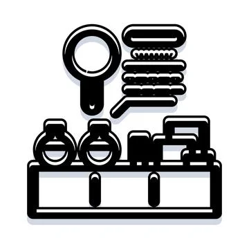 Production line automation machine creating components icon Stock Illustration