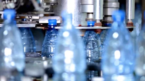 Production Line Bottle filling with drinking water factory Mineral spring water Video stock 334588331