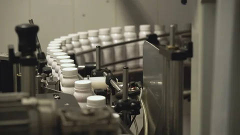 Production line with bottles Stock Footage 92470074